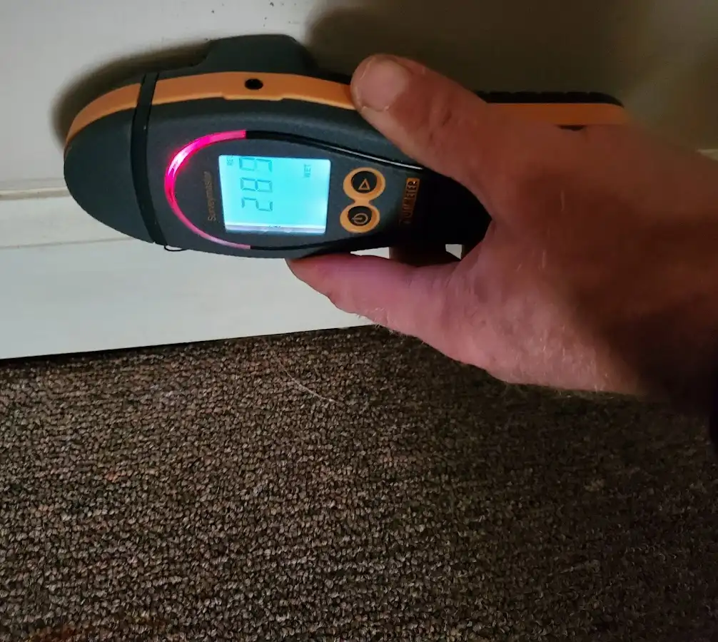 Moisture detection at baseboard during Burst Pipe Cleanup in Hazel Dell